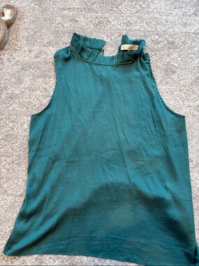 LOFT Teal Ruffle Neck Sleeveless Camisole